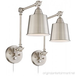 Set of 2 Mendes Brushed Steel Plug-In Wall Lamps - B01LZUXXWE