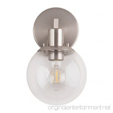 Sferra LED Industrial Wall Sconce – Brushed Nickel w/Clear Glass Globe – Linea di Liara LL-SC225-BN - B06Y2347D1