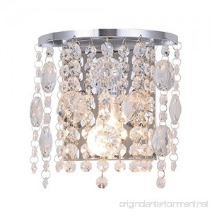 Wall Light Fixtures with Crystal Drops Polished Chrome Finish Bedside Light Wall Sconce for Living Room Bedroom Hallway and Closet - B0797Z7TBD