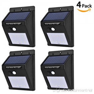 [4-Pack] Solar Powered Motion Sensor Lights LinkStyle 8 LEDs Outdoor Solar Light Weatherproof Security Wall Light with 2 Intelligent Modes for Garden Yard Patio Deck Wall Driveway Steps- Black - B077M5KCR5