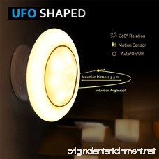 Finduat [30 LED] USB Rechargeable Motion Sensor Night Light UFO LED Infrared Human Body Induction Lamp 360 Degree Rotation Intelligent Creative Night Light Lamp Wall Lamp(Warm White) - B074N3VNCD
