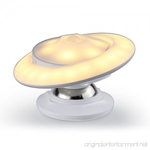 LENMO Motion Sensor Night Light UFO Shaped USB Rechargeable 360° Rotating Motion Activated Sensor LED Wall Light Step Lamp with Detachable Magnetic Holder and Wall Holder (Warm light) - B06Y44Q352