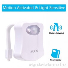 SOCW Toilet Light Auto Body Motion Activated Toilet Night Light 8 Color Changing LED Toilet Seat Light Motion Sensor Toilet Bowl Light with 3pcs Batteries Fit Any Toilet - B06XYDHS45
