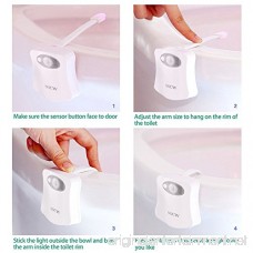 SOCW Toilet Light Auto Body Motion Activated Toilet Night Light 8 Color Changing LED Toilet Seat Light Motion Sensor Toilet Bowl Light with 6pcs Batteries Fit Any Toilet ( 2 Pack ) - B01MZ9KYH0