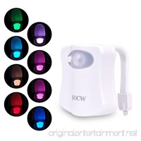 SOCW Toilet Light  Auto Body Motion Activated Toilet Night Light 8 Color Changing LED Toilet Seat Light Motion Sensor Toilet Bowl Light with 3pcs Batteries  Fit Any Toilet - B06XYDHS45