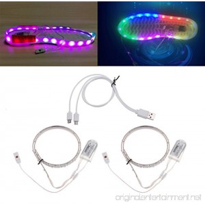 Wrisky 1 Pair Waterproof USB LED Shoes Strip Light 0.65mx2 RGB SMD3528 Flexible Decor - B074J52G64