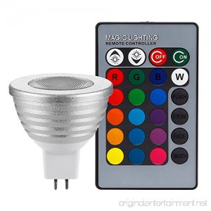 3W Multi-Color MR16 GU5.3 LED Bulbs 12V Dimmable RGB Spotlight Bulb with Remote Controller Color Changing Reflector LED Mood Light Bulbs for General Decorative Accent Lighting - Silver - B078MKFBRD