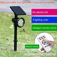 Itscool Solar Spotlight Outdoor Security Light 9 Colors Auto-Shifting with Remote Control for Garden (Pack of 2) - B079DK6Z52