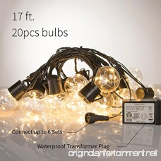 17 Ft. Shatterproof LED Patio Outdoor String Lights with 20 Clear LED Bulbs Hanging Indoor String Lights for Backyard Deck Balcony Bistro Cafe Pergola Party Decoration Warm White - B07D4DWCLN