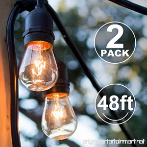 2 Pack Outdoor String Lights Commercial Great Weatherproof Strand - Dimmable Edison Vintage Bulbs 15 Hanging Sockets UL Listed Heavy-Duty Decorative Patio Café lights for Bistro Garden Wedding Malls - B07CLHWBBB