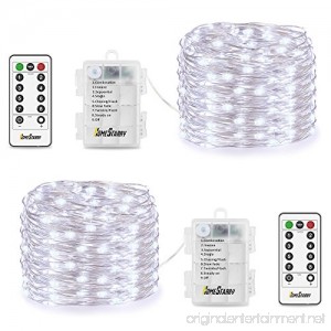 2 Pack String Lights Battery Operated 66 LED 16.4FT Silver Wire 8 Modes Twinkling Fairy lights with Remote Waterproof for Indoor Bedroom Wedding Festival Decor Patio Christmas Lights (Cool White) - B01N1UCC75