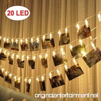 Alyattes LED Photo Clips String Lights  Battery Powered Fairy Twinkle Decorative Lights for Bedroom  Patio  Garden  Yard  Wedding Party  Home Photo Clips  Indoor Outdoor (20 LED Warm White) - B075NRG71D