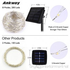 Ankway Solar String White Lights 200 LED 3-Strand Copper Wire Fairy Lights 8 Modes 72 ft Solar Powered String Lights Waterproof IP65 LED Christmas Lights Outdoor Patio Garden Indoor Bedroom (White) - B0762XG4LK