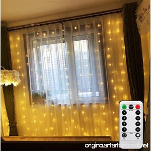 Battery Operated Curtain Window Lights with Remote Timer Bedroom Patio LED Curtain String Light Icicle Waterfall Lights for Outdoor Indoor (Warm White 6.5 X 6.5ft Dimmable) - B077N7PSC7