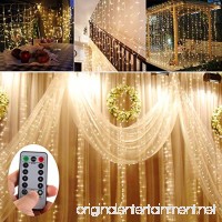 echosari Battery Operated 300 LED Curtain Lights Outdoor String Fairy Party Wedding Christmas Home Garden Decorations (10ft Long  10ft Drop  8 light Modes  Warm White) - B00L37BFPS