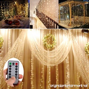 echosari Battery Operated 300 LED Curtain Lights Outdoor String Fairy Party Wedding Christmas Home Garden Decorations (10ft Long 10ft Drop 8 light Modes Warm White) - B00L37BFPS