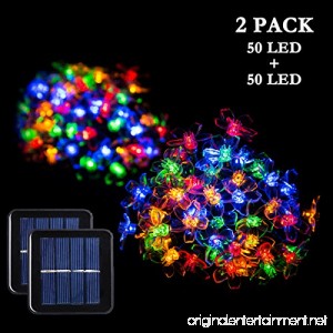 GIGALUMI 2 Pack Solar Strings Lights 23 Feet 50 LED Flower Solar Fairy Lights Garden Lights for Outdoor Home Lawn Wedding Patio Party and Holiday Decorations- Multi Color - B074T88C5D