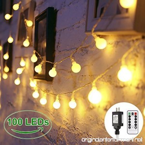 Globe String Lights 100 LED Decorative String Lights Outdoor Plug in String Lights Waterproof Fairy Lights Remote Control 44 Ft Warm White String Light for Patio Garden Party Xmas Tree Wedding - B07D7VSNJX