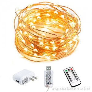 HSicily LED USB String Lights 8 Modes 33Ft 100 LEDs Starry Fairy Lights Plug in Remote Control with Timer for Wedding Christmas Party Bedroom Indoor Outdoor Decorative (Warm White) - B075TVFM4T