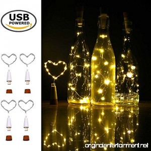 iMazer Wine Bottle Cork Lights Rechargeable USB Powered Copper Wire String Starry LED Light for DIY Party Home Decor Christmas Wedding or Mood Lights Wine Bottle Decorations (Warm White 4 Pack) - B071CQK9RC