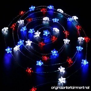 Independence Day Decor Impress Life USA American Stars Flag Lighting for 4th of July 10ft 40 LEDs Red White Blue String Lights Battery with Remote Patriotic Decoration Memorial Day Festival Party - B071ZYFDGJ