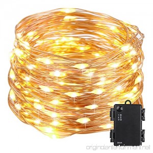 Kohree 100 Micro LEDs Christmas String Light Battery Powered on 33ft Long Ultra Thin String Copper Wire Decor Rope Flexible Light with Timer and Battery Box Perfect for Weddings Tree Party Xmas - B019IHCP2Q