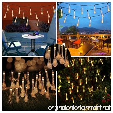 LEDGLE Solar String Lights LED Water Drop Lights Decorative Solar Fairy Lights 30 LED Lights Warm White 20ft 8 Modes Perfect for Decorating House Garden and Courtyard - B0757GPQ1J