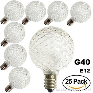 Pack of 25 G40 Globe LED Replacement Bulbs for Patio Outdoor String Lights C7/E12 Candelabra Base Sockets 0.5 Watt Warm White G40 Replacement Plastic Bulbs Full Waterproof & Break Resistant - B0796611TR