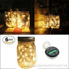 PAPRMA 6 Pack Solar Mason Jar Lights 20 LED Jar Lid Fairy String Lights with 6 Hangers Decorations for Party Garden Patio Path Christmas Warm White(Jar NOT Included) - B07DB395BG