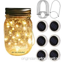 PAPRMA 6 Pack Solar Mason Jar Lights  20 LED Jar Lid Fairy String Lights with 6 Hangers  Decorations for Party Garden Patio Path Christmas  Warm White(Jar NOT Included) - B07DB395BG