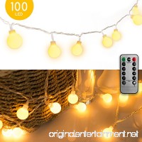 [Remote & Timer] 33Ft Globe String Lights 100LED Fairy Twinkle Lights with Remote 8 Modes Controller & UL Listed Adaptor Plug-for Patio/Party/Garden/Wedding Decor  Warm White - B075LLXLXT