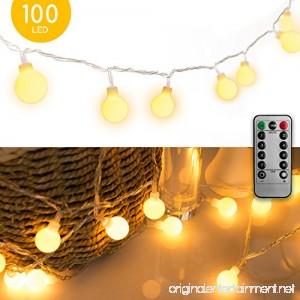 [Remote & Timer] 33Ft Globe String Lights 100LED Fairy Twinkle Lights with Remote 8 Modes Controller & UL Listed Adaptor Plug-for Patio/Party/Garden/Wedding Decor Warm White - B075LLXLXT