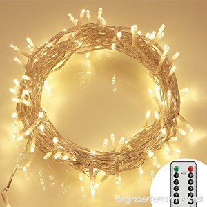 [Remote and Timer] 36ft 100 LED Outdoor Battery Fairy Lights (8 Modes Dimmable IP65 Waterproof Warm White) - B014STP6I4