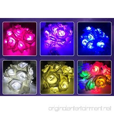 Rose Flower Fairy String Lights 20 LED Battery Operated Night Light Christmas Party Decor Colorful - B075K737XY