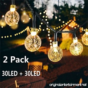 Solar Globe String Lights 30 LED 19.8ft Outdoor Crystal Ball Christmas Decoration Light Waterproof Solar Patio Lights Decorative for Xmas Tree Garden Home Lawn Wedding Party Holiday (2PACK-Warm White) - B07BVLB9RY