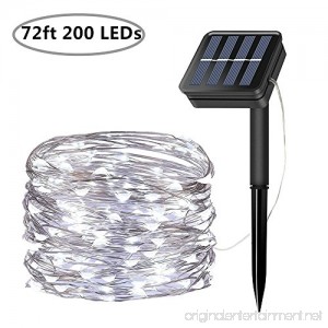 Solar String Lights 200 LED Solar Fairy Lights 72 feet 8 Modes Silver Wire Lights Waterproof Outdoor String Lights for Garden Patio Gate Yard Party Wedding Indoor Bedroom - Cool White - B07BH2W5FG