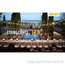 SUNTHIN 2-Pack 48ft LED String of Lights with 15 x E26 Sockets and Hanging Loops 18 x 0.9 Watt S14 Bulbs (3 Spares) -Indoor/Outdoor string lights Commercial String Lights Light Strings - B0757KHM56