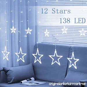 Twinkle Star 12 Stars 138 LED Curtain String Lights Window Curtain Lights with 8 Flashing Modes Decoration for Christmas Wedding Party Home Patio Lawn White - B07BGZSYXG