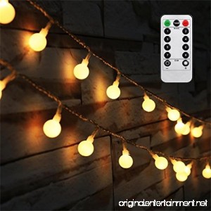 [Updated Version] Bedroom Wedding 16 Feet 50leds LED Globe String Lights Battery Powered with Remote Timer Outdoor/Indoor Ambient Lighting for Garden Party Patio Living Room (Warm White Dimmable) - B01GD44WK0