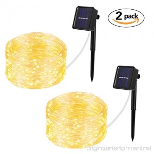 Wellgium Solar String Lights 33ft 100LED Outdoor String Lights 8 Modes Waterproof Decorative String Lights for Patio Garden Gate Yard Party Wedding Christmas (Warm White)-Pack of 2 - B07D4G2728