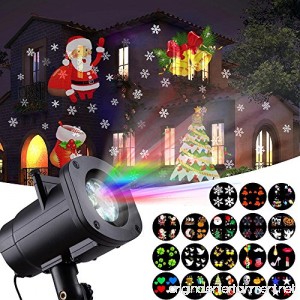 Christmas Lights HONGGE LED Projector Light with 18 Switchable Patterns Waterproof Spotlight Night Light for Christmas Indoor and Outdoor Halloween Party Birthday Holiday Landscape Decorations. - B075FVSWWM
