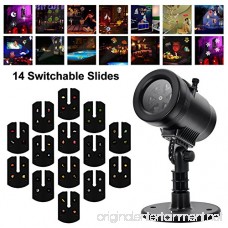 Christmas Party LED Projector Light- Tunnkit 14 Switchable Slides/Patterns Decorative Light for Any Holiday 4 Speed Modes IP65 Waterproof Timing Function Thermal Module - B07545R9TL