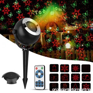 Christmas Projector Light TGJOR 12 Patterns Red&Green LED Waterproof Indoor&Outdoor lasher Light with RF Wireless Remote Control and Smart IC Protection for Xmas Party Bar and Holiday Decoration - B076VK3RWP