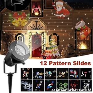 Christmas Projector Lights 12 PCS Slides Outdoor Projection Lights Waterproof Landscape LED Lamp for Holiday Party Birthday Halloween Easter Wedding Decoration - B076P94BZG