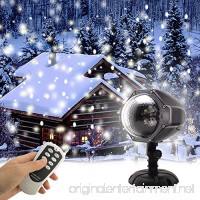GAXmi LED Snowfall Light Remote Control Christmas Snow Falling Night Projector Lights White Snowflake Flurries Rotating Spotlight Outdoor Indoor Landscape Decorative Lighting - B0754C8CDF