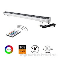 H-TEK 108W RGBW LED Wall Washer Light  Color Changing  Linear Light with RF Remote Controller  120V  IP65 Waterproof  3.2ft/40inches Length  LED RGB Light for Birthday Party  Carnival (Single Pack) - B071GKBQDL