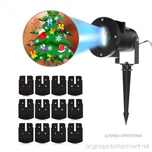 Holiday Projector Lights Komost LED Projector Lights with 12 Switchable Patterns Indoor and Outdoor for Holiday Lanscape Decoration - B075M8N1KL