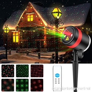 Laser Christmas Lights ALPULON Red and Green Star Projector Waterproof Moving Star Laser with RF Wireless Remote and 8 Lighting Modes for Christmas Holiday Party Landscape and Garden Decoration. - B075FWGCS3