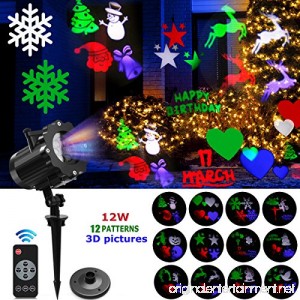 Led Projector Light 2018 Bright & Anti Fading Version Led Outdoor Indoor Projection Lights Show With 12 Slides Dynamic Lighting Waterproof For Valentine'S Day Birthday Party Decor - B075QFNV9B