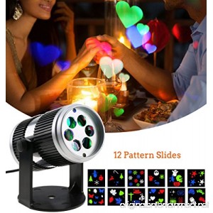 LED Projector Light Birthday Gifts for Kid- Rotating Wall Projection LED Lights Spotlights with 12PCS Switchable Pattern Lens for Wedding Party Wall Kids Room Home Decor - B074SLDT87